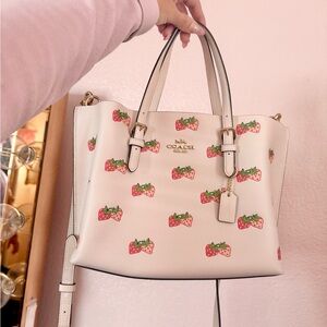SOLD Coach White Bag with Strawberry Design
